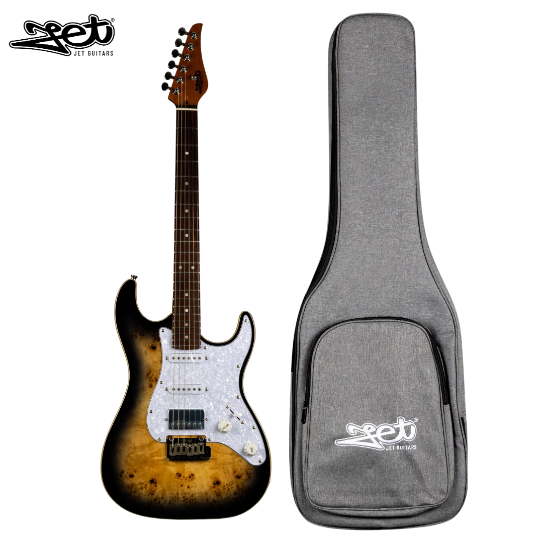 Jet Guitars JS 450 QTBR HSS Roasted Trasparent Brown w/ Gigbag