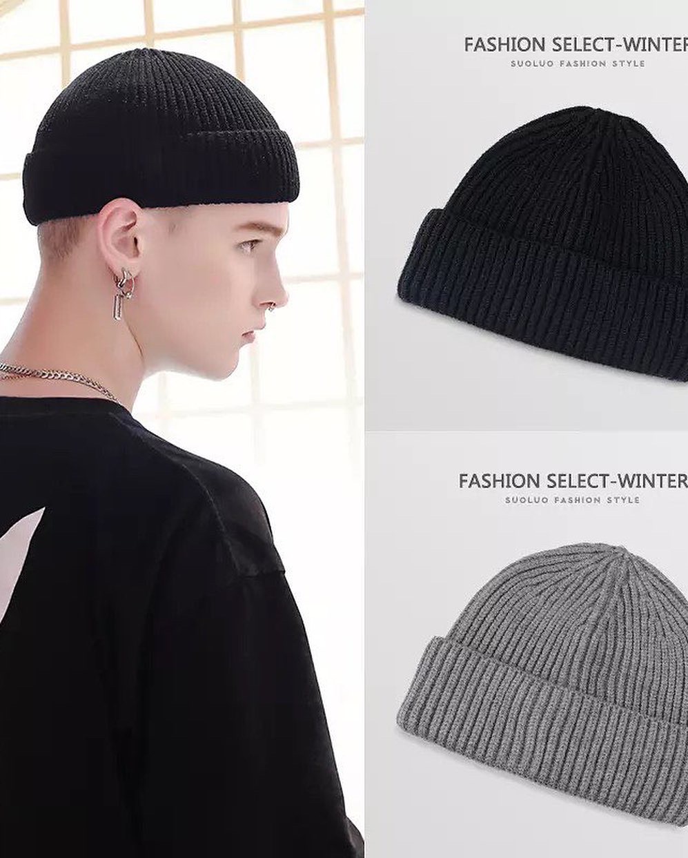 Winter Warm Beanies Casual Short Hip Hop Hat For Men