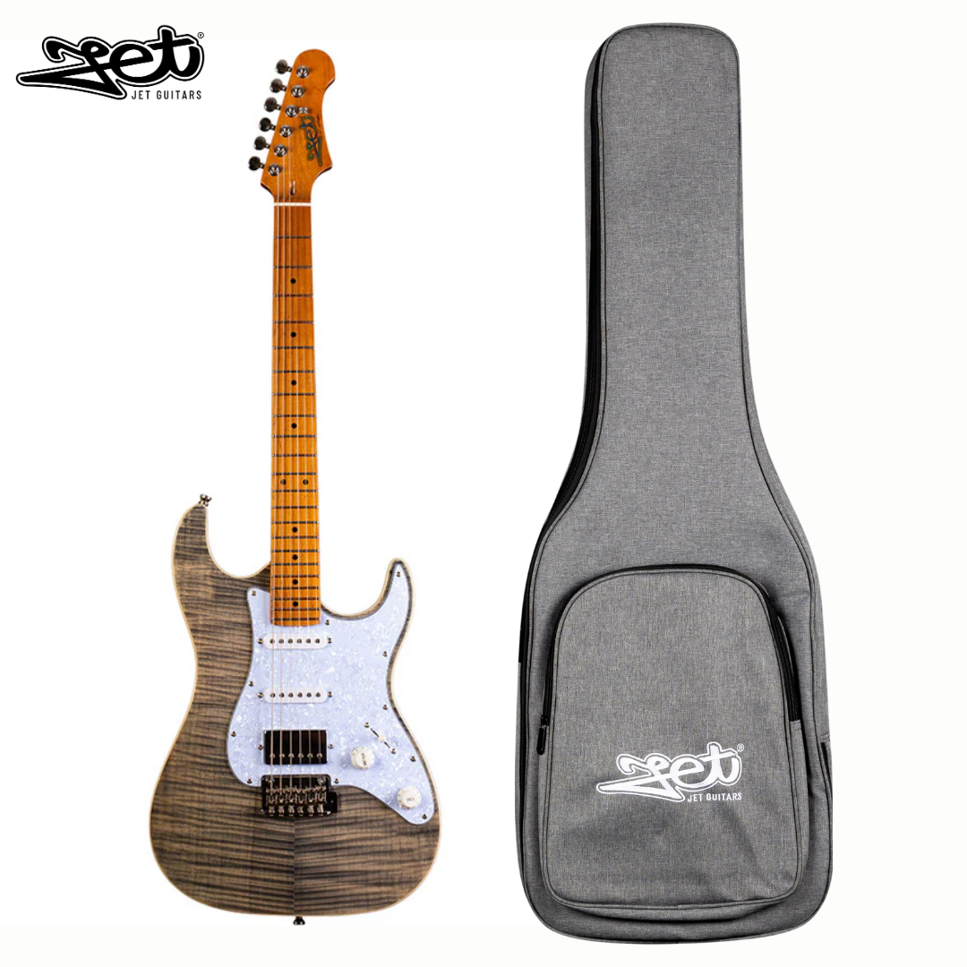 Jet Guitars JS 450 TBK HSS Roasted Maple Transparent Black w/ Gigbag