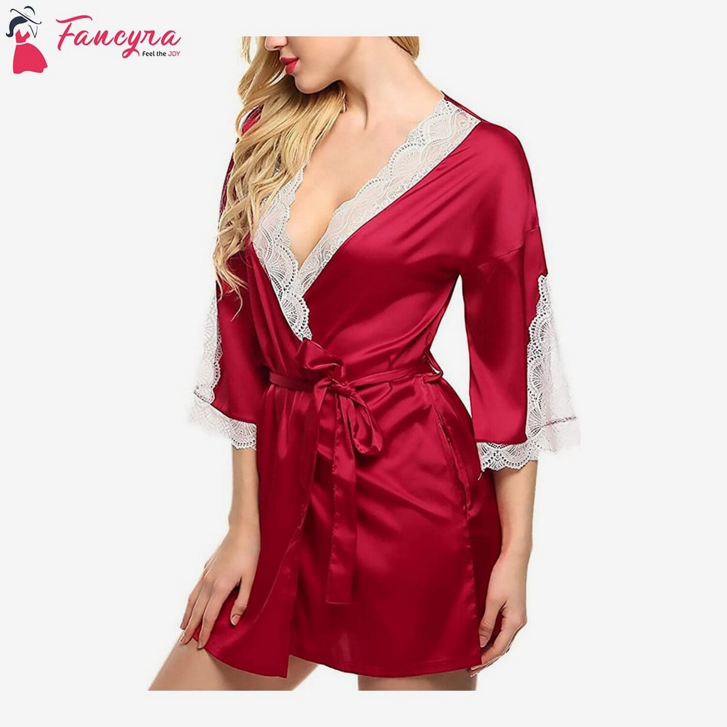 Lingerie Set with Robe Free Size Maroon Color