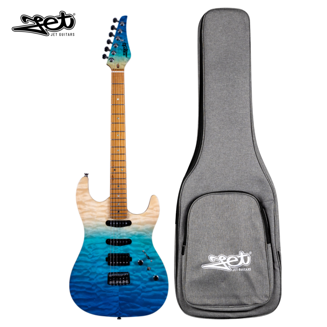 Jet Guitars JS 1000 QTBL HSS Quilted Maple Top Electric Guitar w/ Gigbag