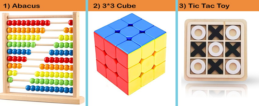 Educational Toy Combo: Abacus, Tic Tac Toy & 3x3 Rubik's Cube for Babies and Kids