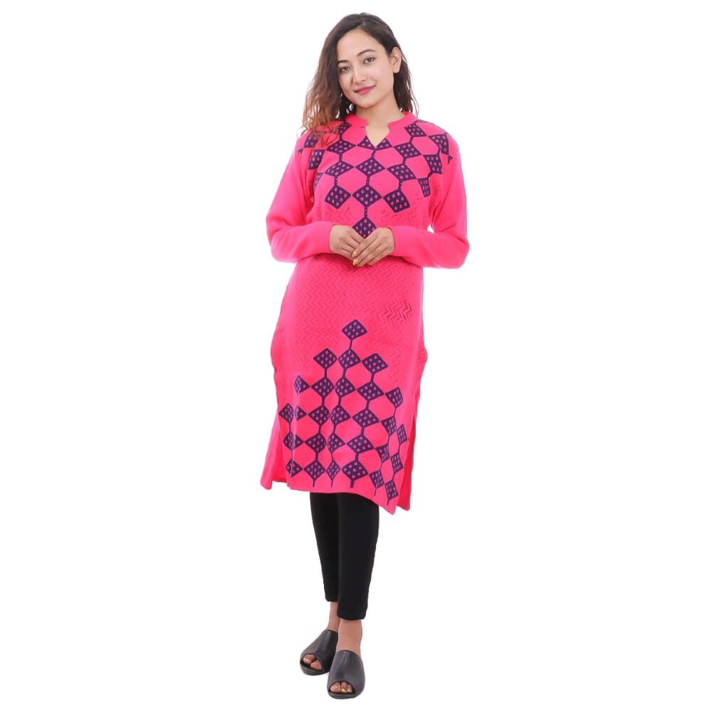 Pink best sale woolen kurti