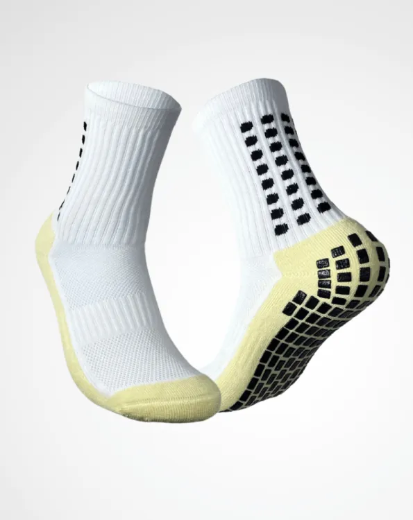 White Anti Slip Grip Socks For Football