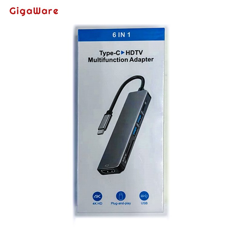 Gigaware 6 in 1 Type C Hub Multifunctional HDMI Adapter