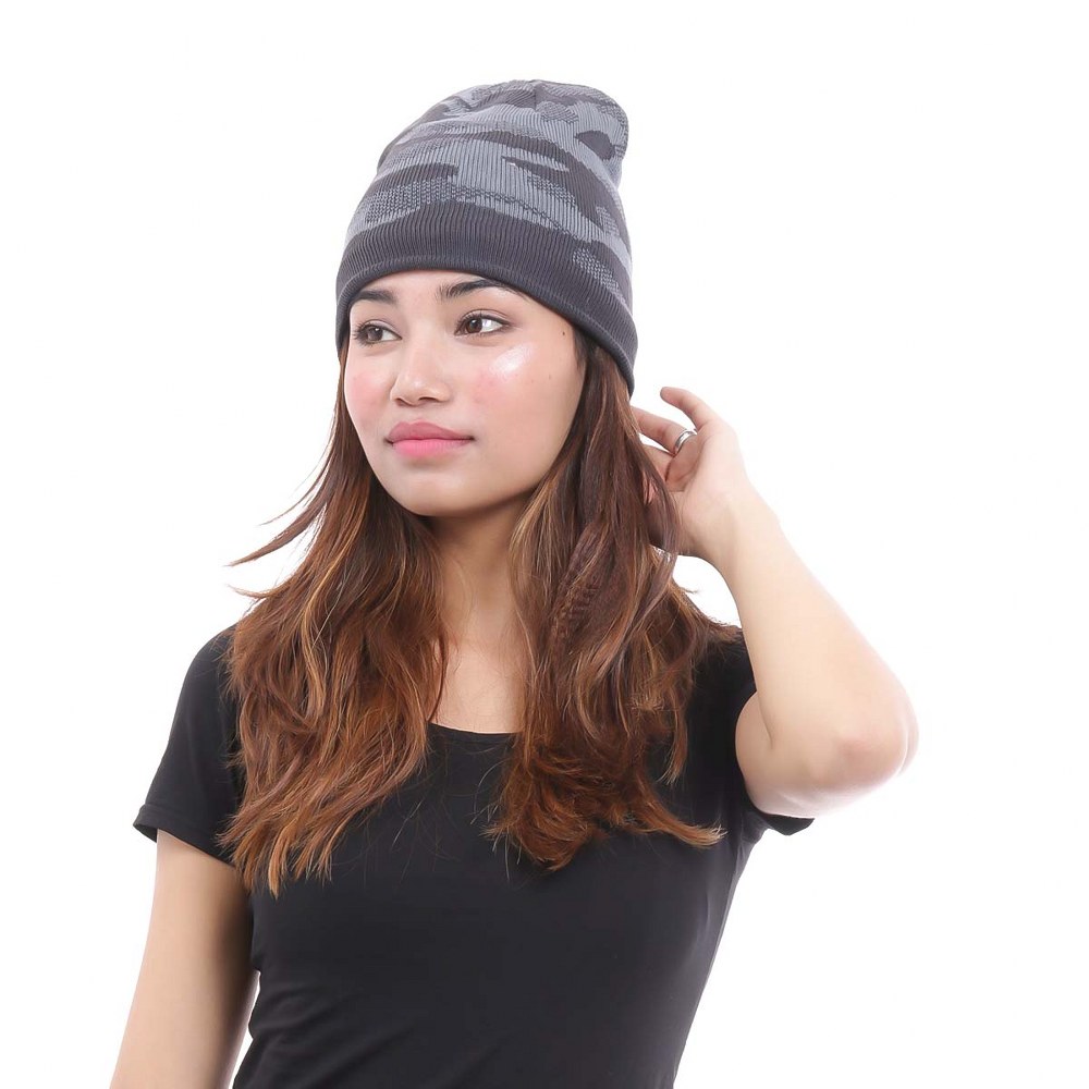 Woolen Printed Inner Fleece Beanie For Women