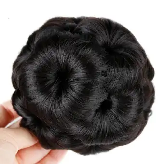 Flowers Bud Design Hair Extension Bun Bands With Insert Comb Clip
