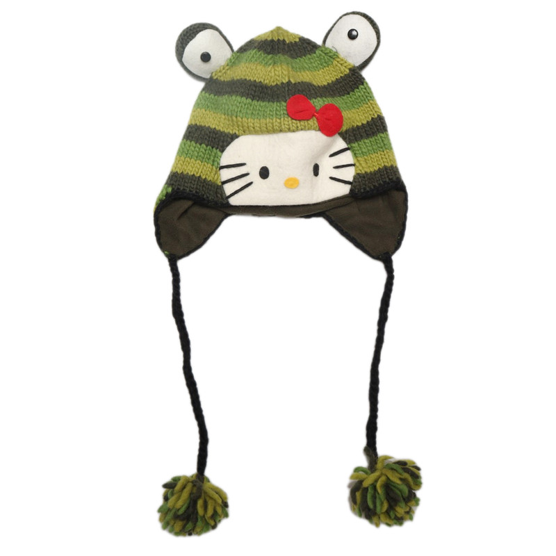Hello Kitty Design Woolen Ear Flap Cap 
