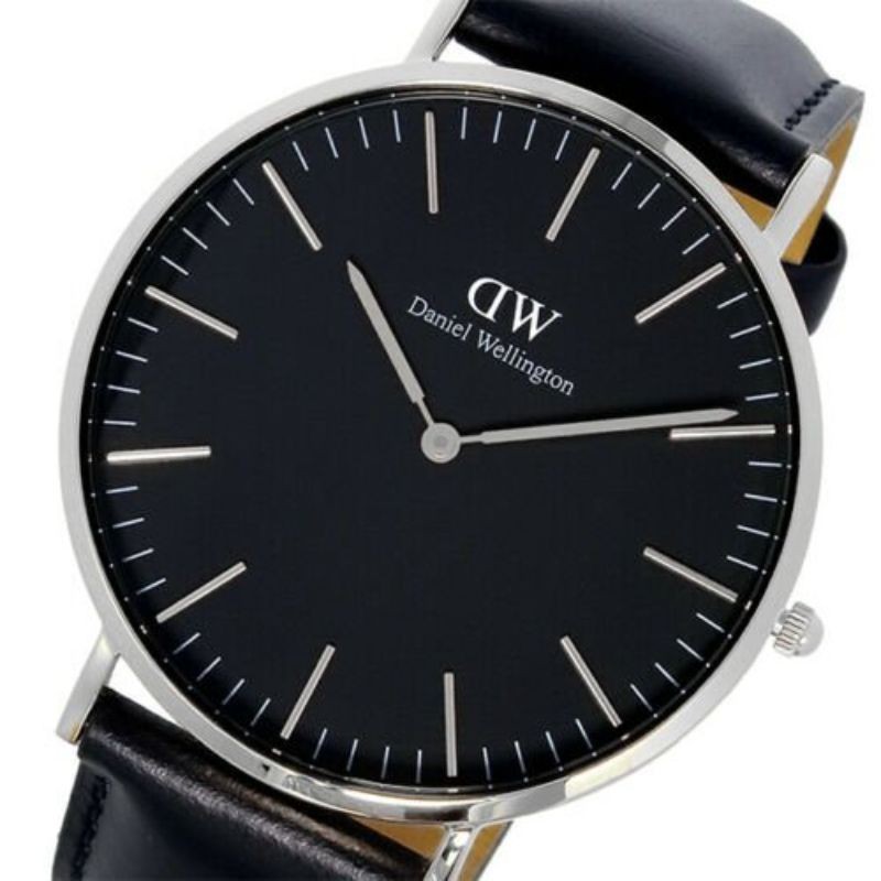 Fashionable Stick Index Men Watch PU Leather Strap Analog - Black/Silver