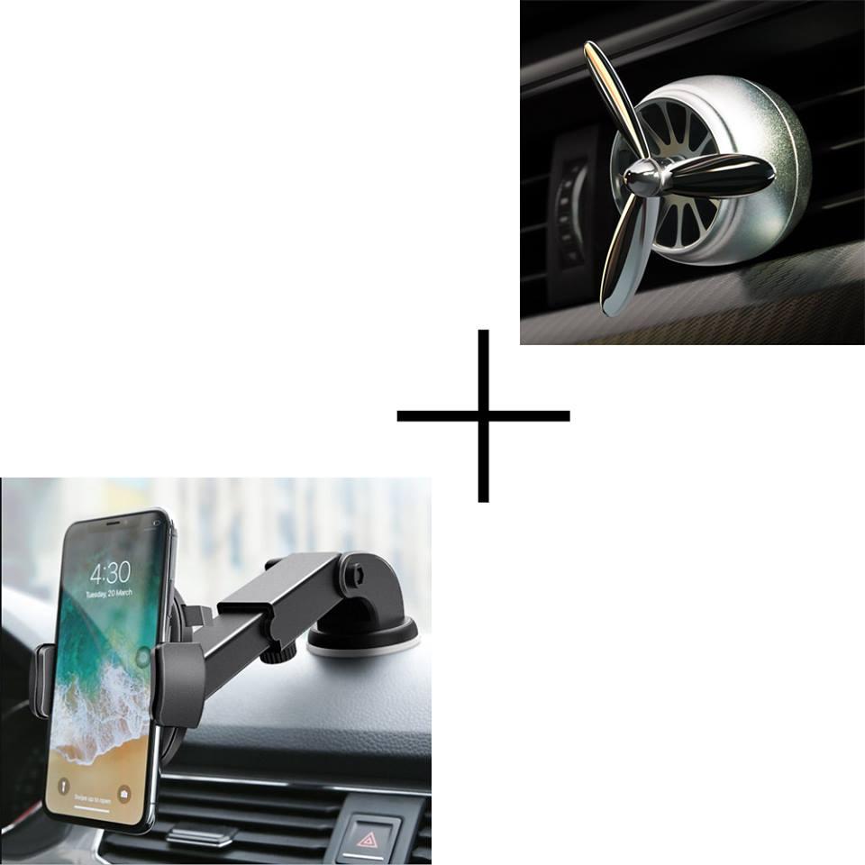 Combo Of Luxury Car Phone Holder And Car Air Fresheners Vent Clip