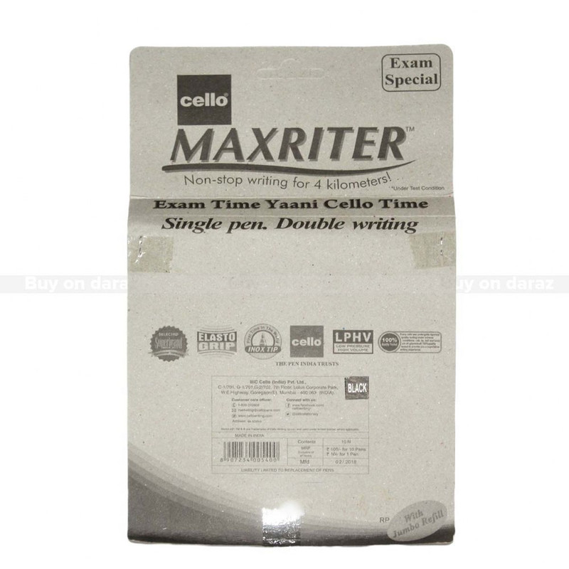 Pack Of Cello Maxriter Black Ball Pen Pack 10 Pens Per Pack