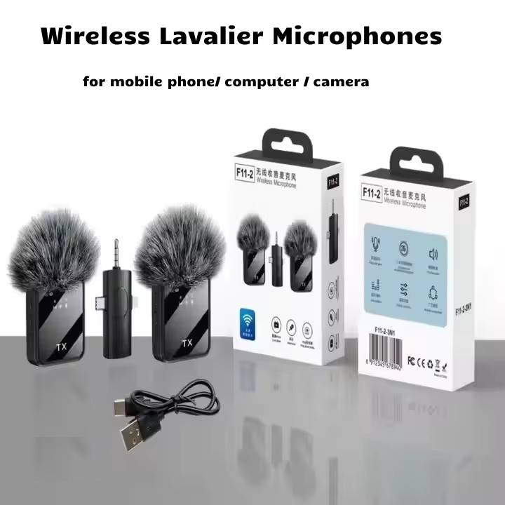 Wireless Lavalier Microphone for iPhone, Android & Camera | Dual Mic with Noise Cancellation