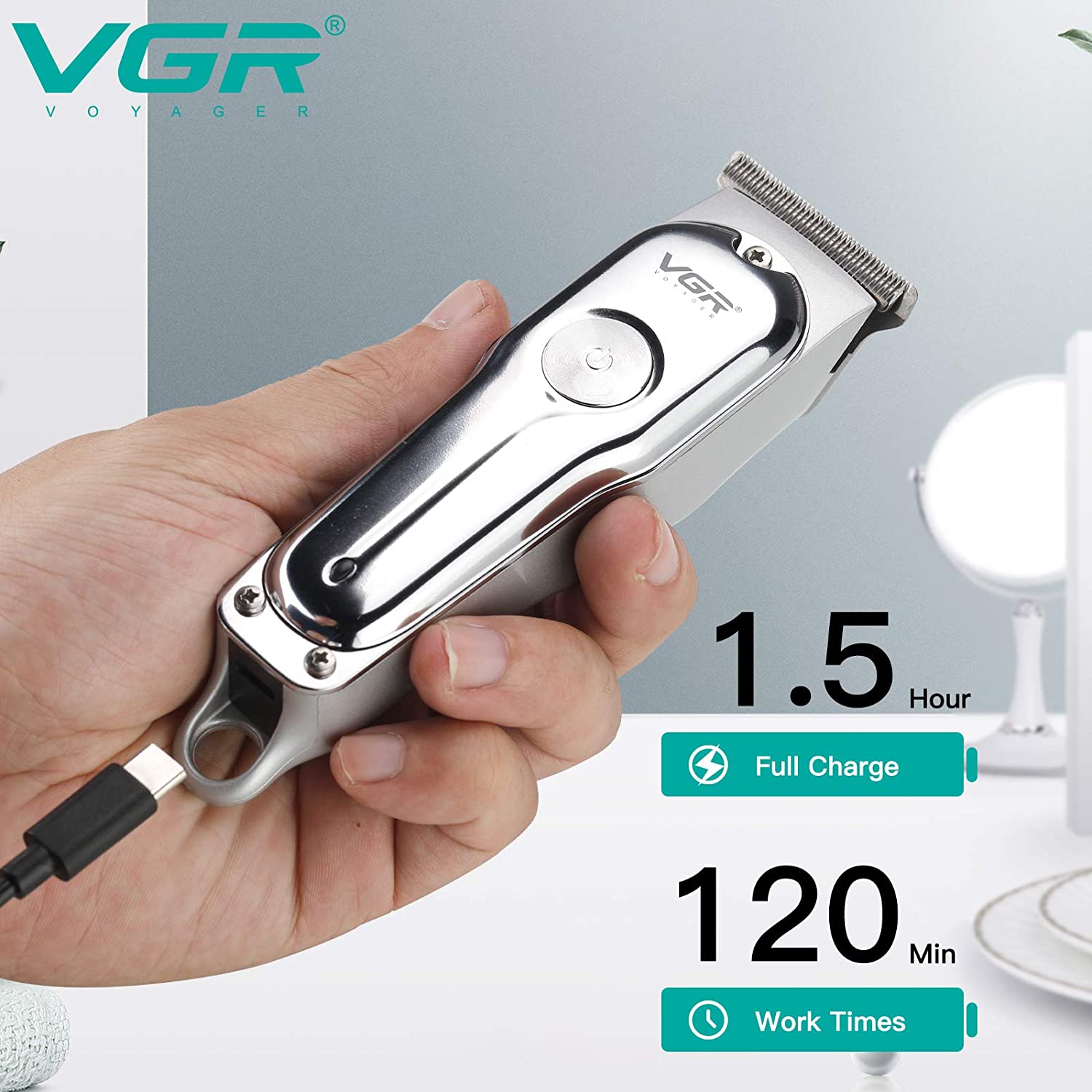 Professional Rechargeable Hair Trimmer for Men, Beard & Hair Grooming Kit