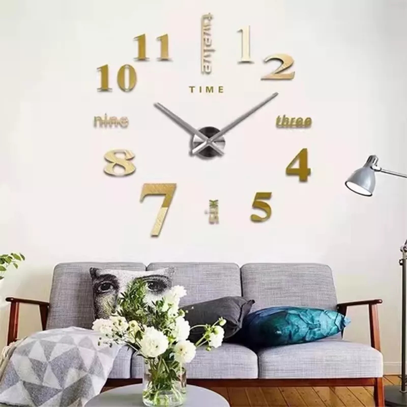 3d Frameless Wall Clock Large Stickers Diy Decoration For Living Room