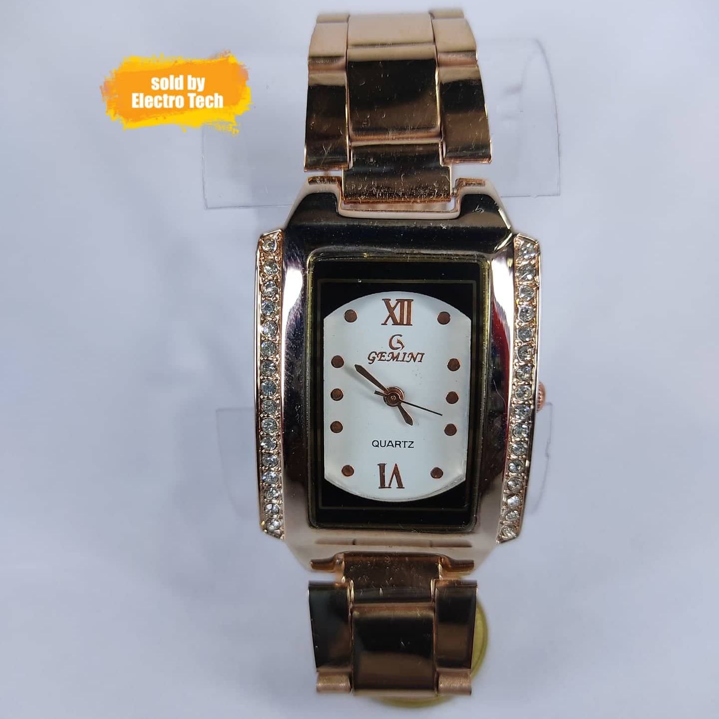 Gemini Golden Square Shape Fashion Watch For Women