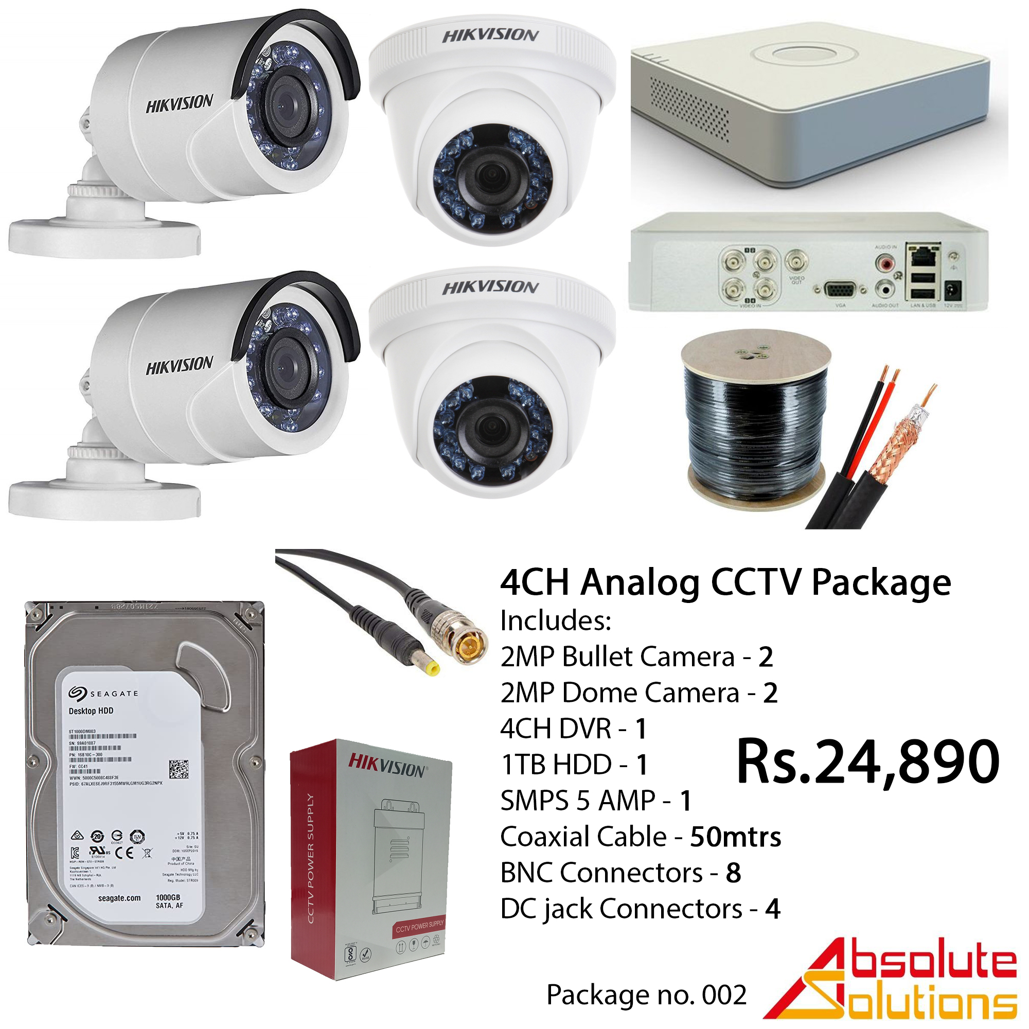 hikvision 4 channel package