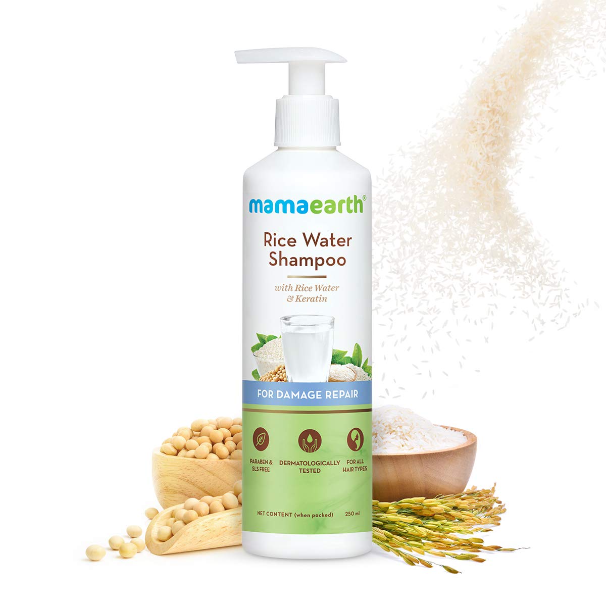 mamaearth Rice Water Shampoo With Rice Water & Keratin For Damage Repair - 250ml