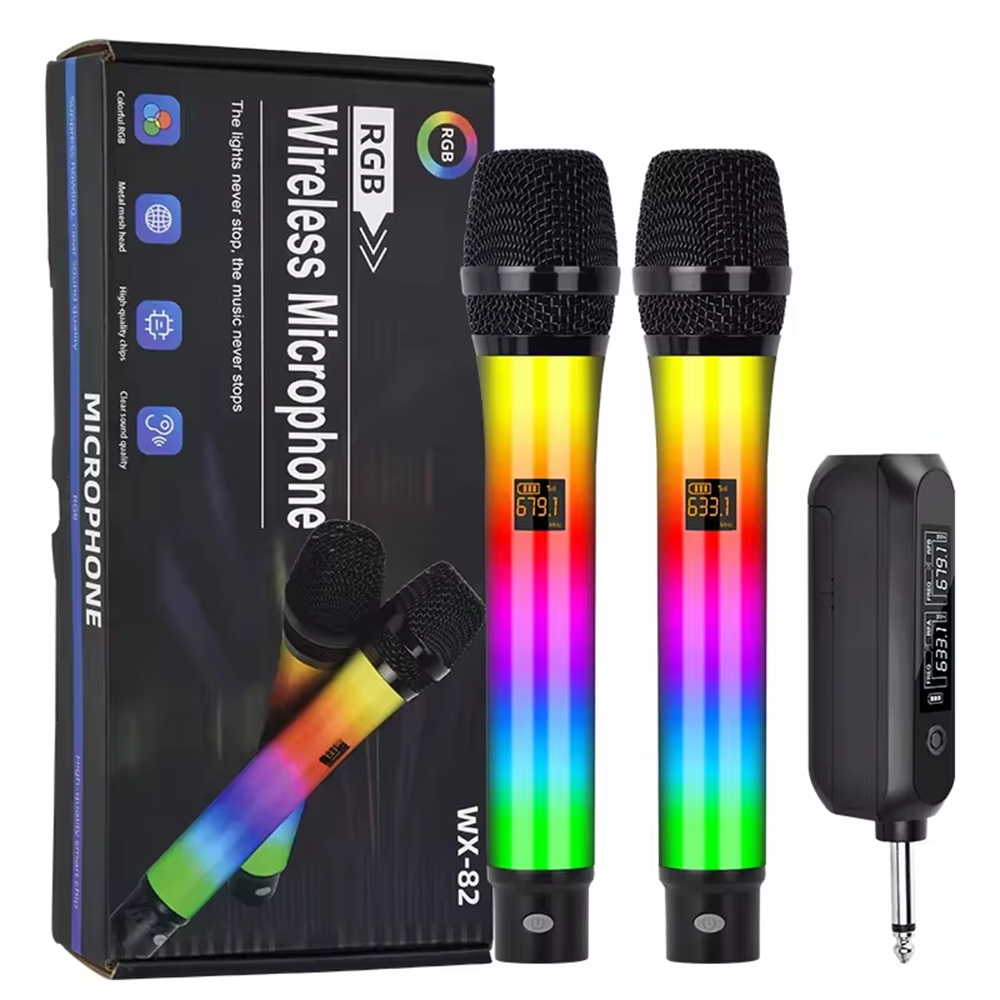BOMGE RGB Colorful Portable Handheld Wireless Microphone with LED Light ...