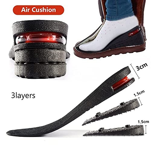 3 Layer Adjustable Height Increasing Insole | Unisex Height Increase Shoe Lift Insert Cushion Black
