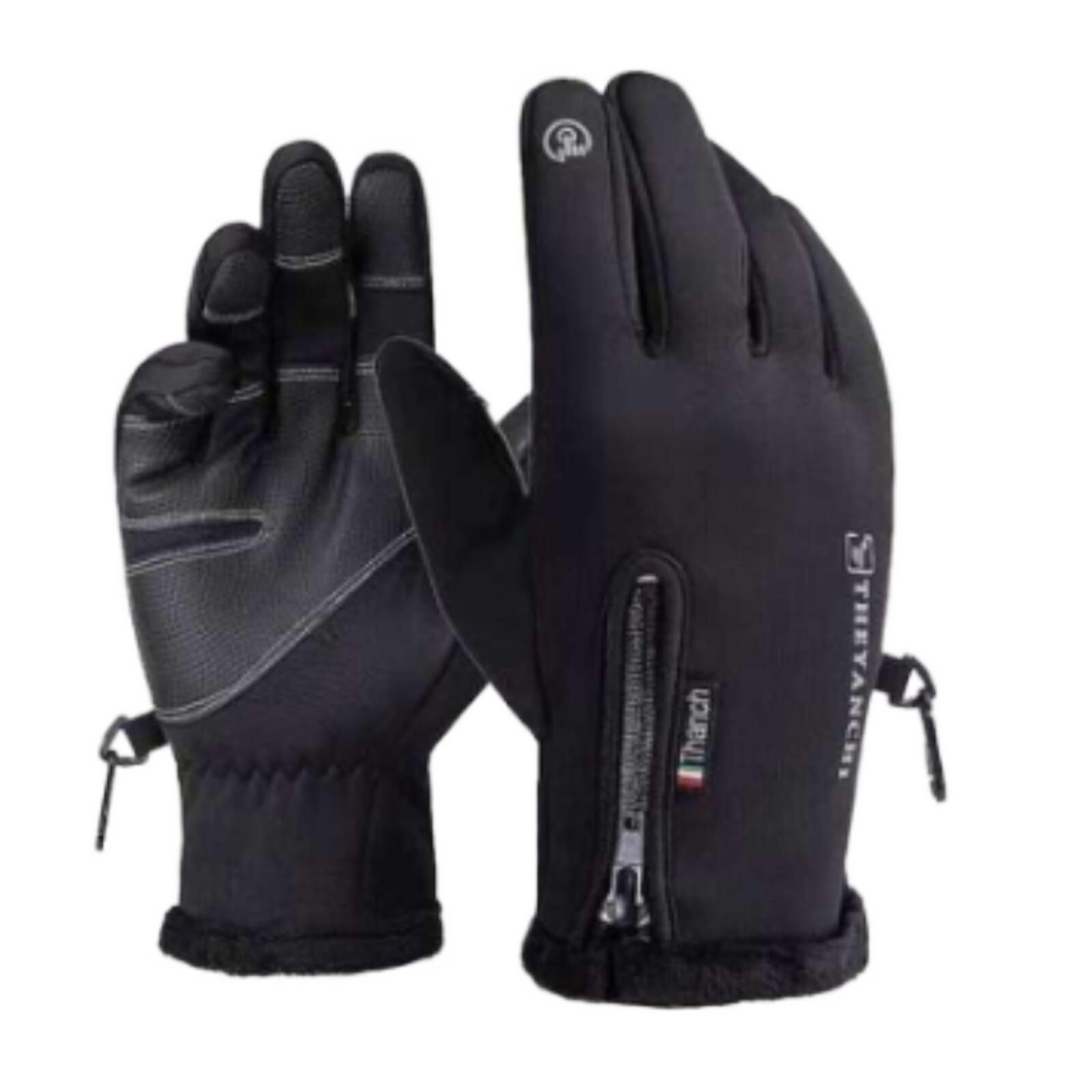 Black Waterproof And Windproof Touch Screen Gloves For Men