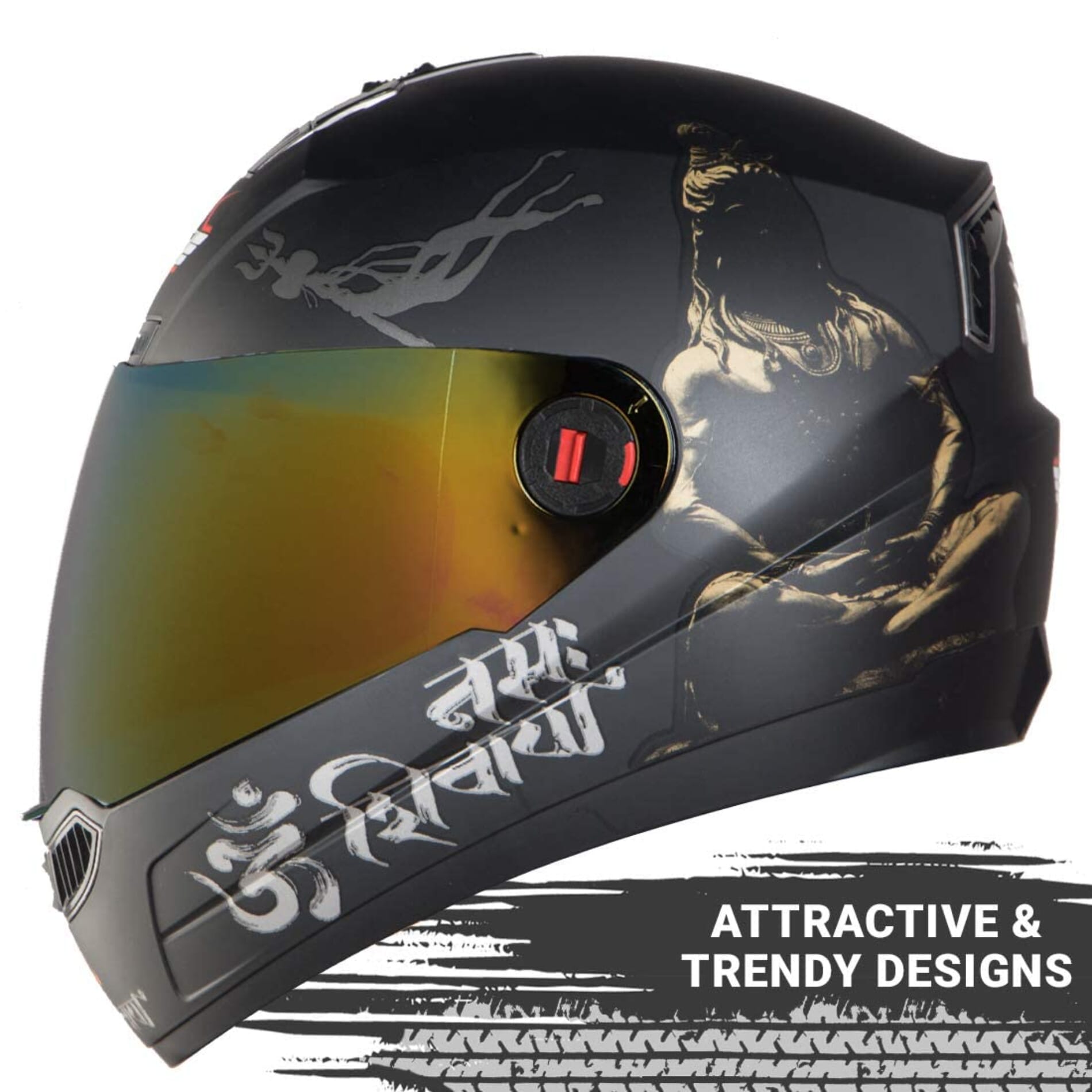 Steelbird Sba1 Mahadev Mat Black With Gold Color 580Mm FullFace