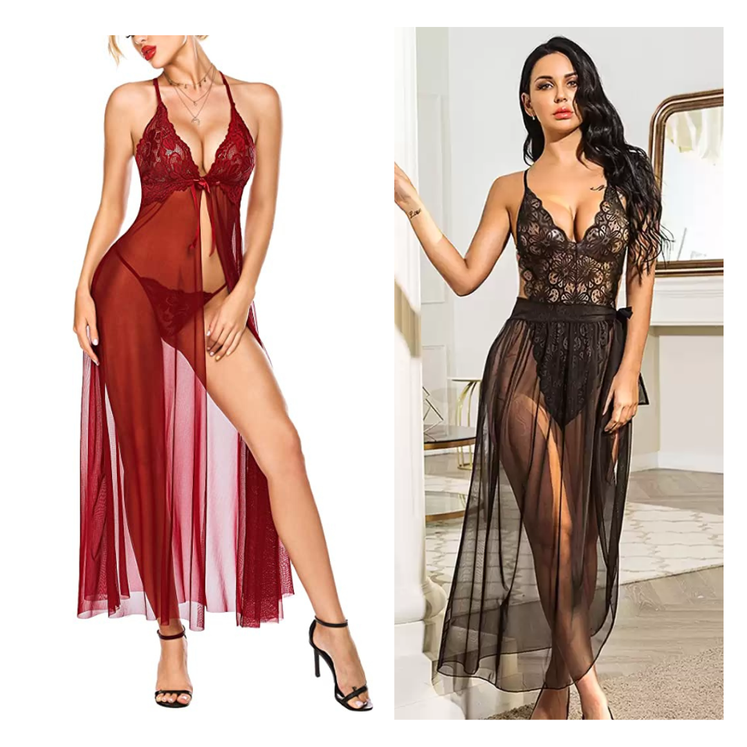 Buy LINGERLOVE Women's Plus Size Lingerie Sexy Split Maxi Long Gown Sheer  Dress Online at desertcartSeychelles