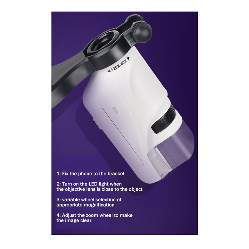 Handheld Microscope Portable Mini Pocket HD Microscope with LED Lamp ...