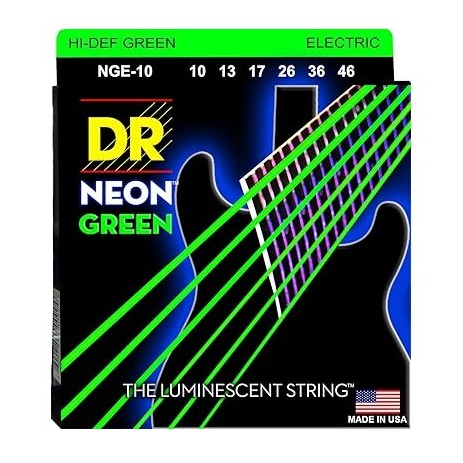 DR Strings 10-46 Hi-Def Neon Green K3 Coated Electric Guitar Strings - Medium