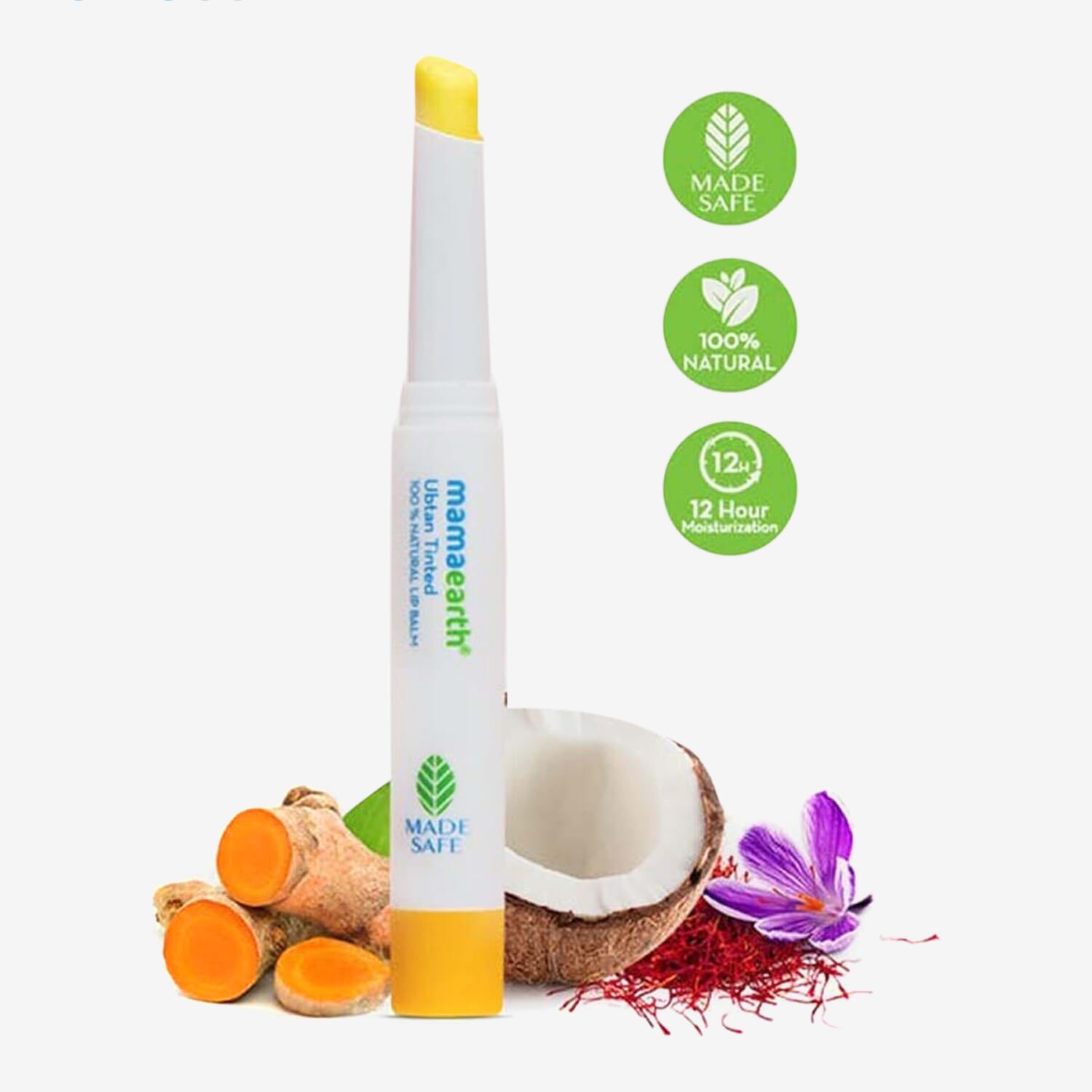 mamaearth Ubtan Tinted 100% Natural Lip Balm With Turmeric & Saffron - 2 g