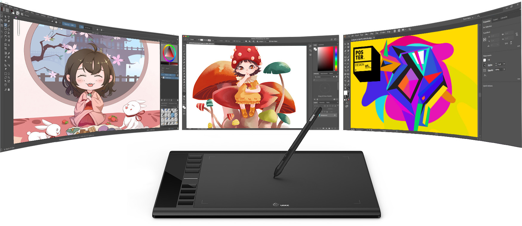 UGEE M708 V3 Digital Drawing Tablet, 10 x 6 Inches Large Graphics Tablet