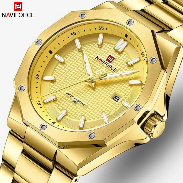 Naviforce hot sale watch golden