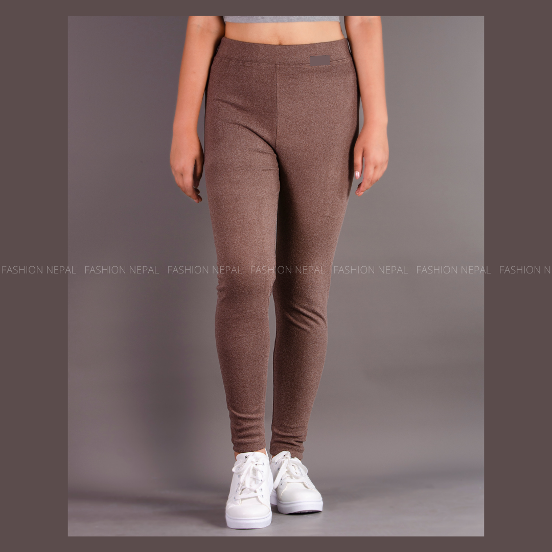 Dark Brown Woolen Leggings For Women 