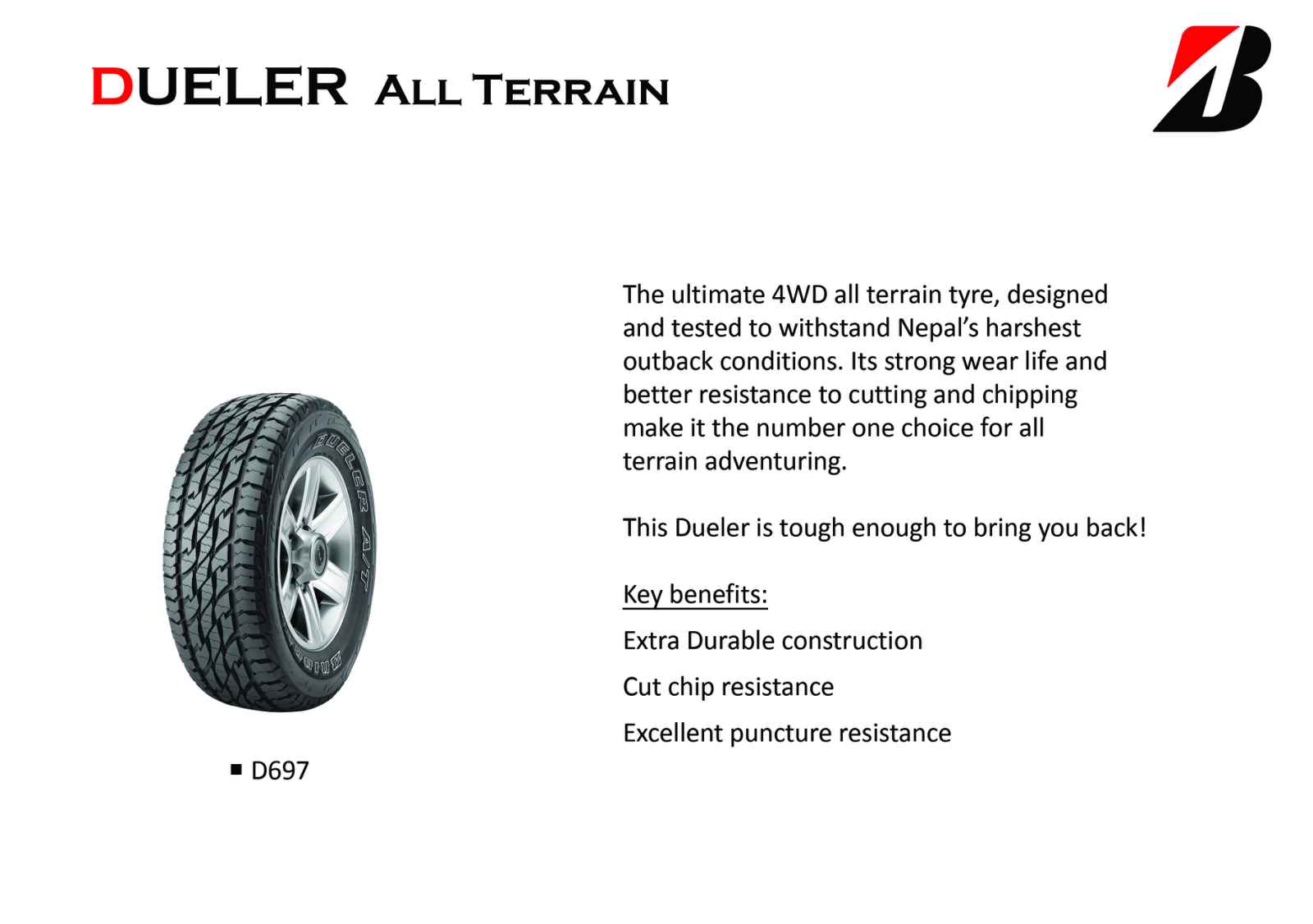 Bridgestone 245/70 R17 D697 For Toyota Landcruiser | Daraz.com.np
