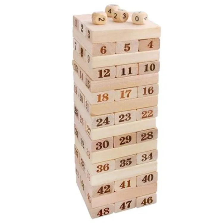 How to play numbered jenga with 4 dice, stack high