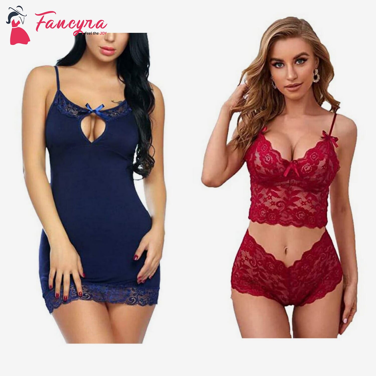 Combo set of Stylish Babydoll Lingerie With G String Panty and Bra Panty Set  Free Size Blue and Maroon Color price in Nepal