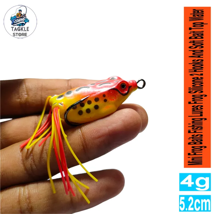 4cm 5.2g Mini Frog Baits Fishing Lures Frog Silicone 2 Hooks And Soft Bait  Top Water Color Red