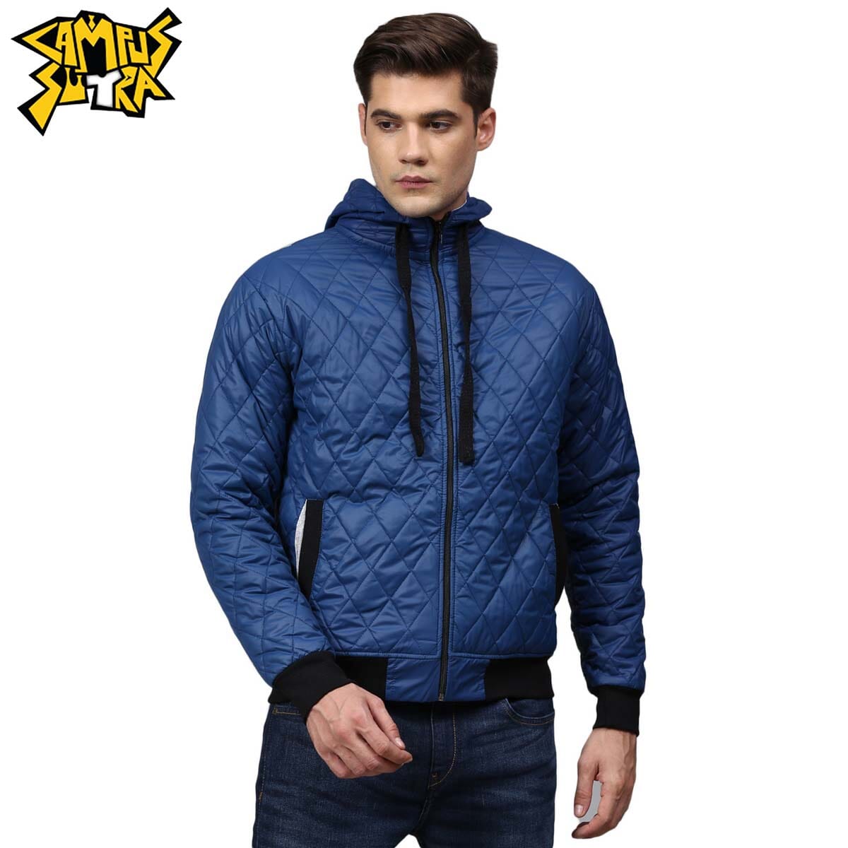 campus sutra hooded quilted jacket