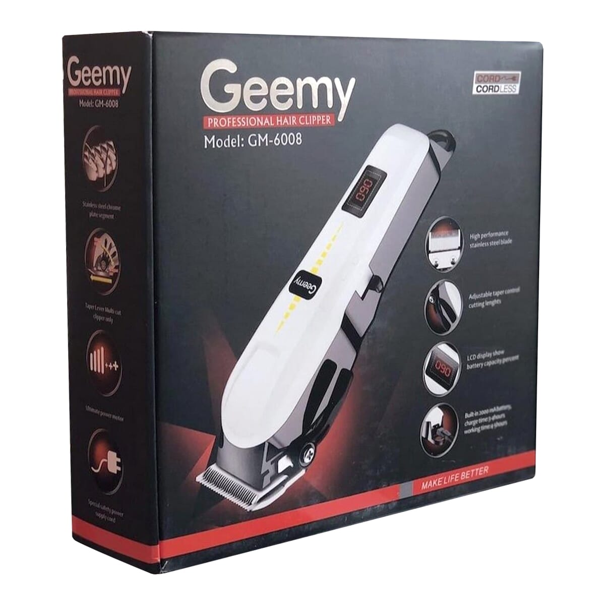 Geemy GM-6008 Hair & beard clipper Professional Hair Clipper Rechargeable Hair Trimmer For Men