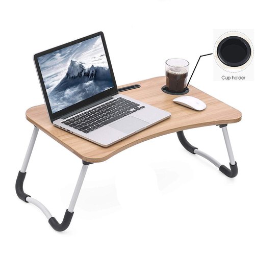 Laptop Table Desk Foldable  with Cup Holder Kids Writing Table Study Table - Bed Table Breakfast Table, Foldable and Portable Ergonomic & Rounded Edges Non-Slip Legs,-999