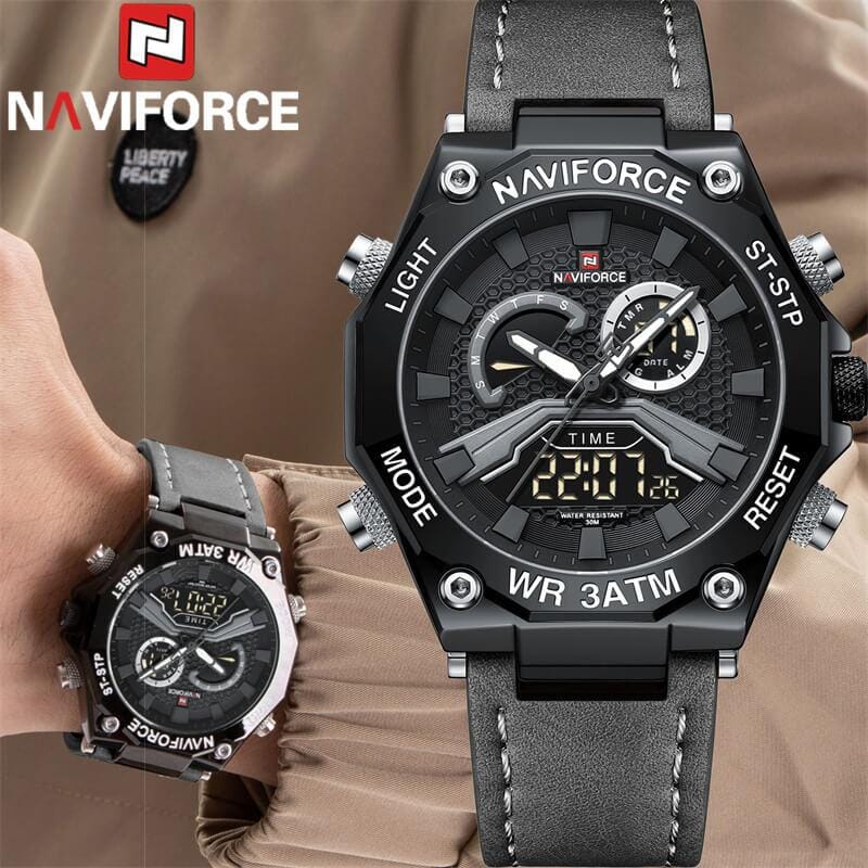 Naviforce Nf Fashion Dual Display Chronograph Watch For Men Black