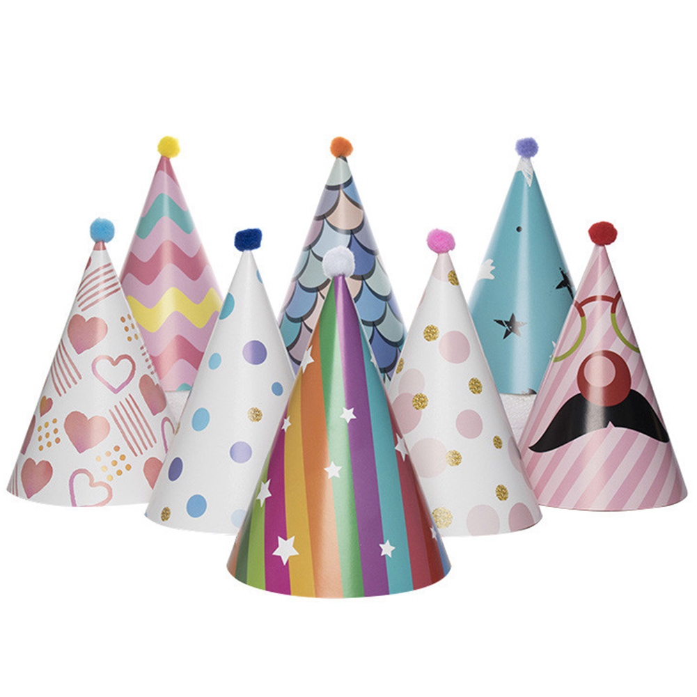 8Pcs Birthday Party Cone Hats for Adults and Kids Party Decoration