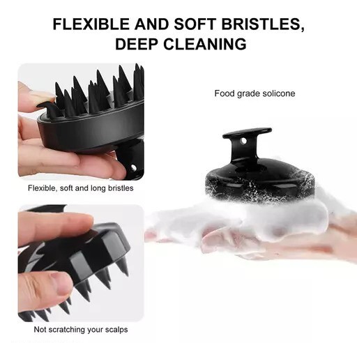 Head Scalp Massager Brush With Soft Silicone Bristles