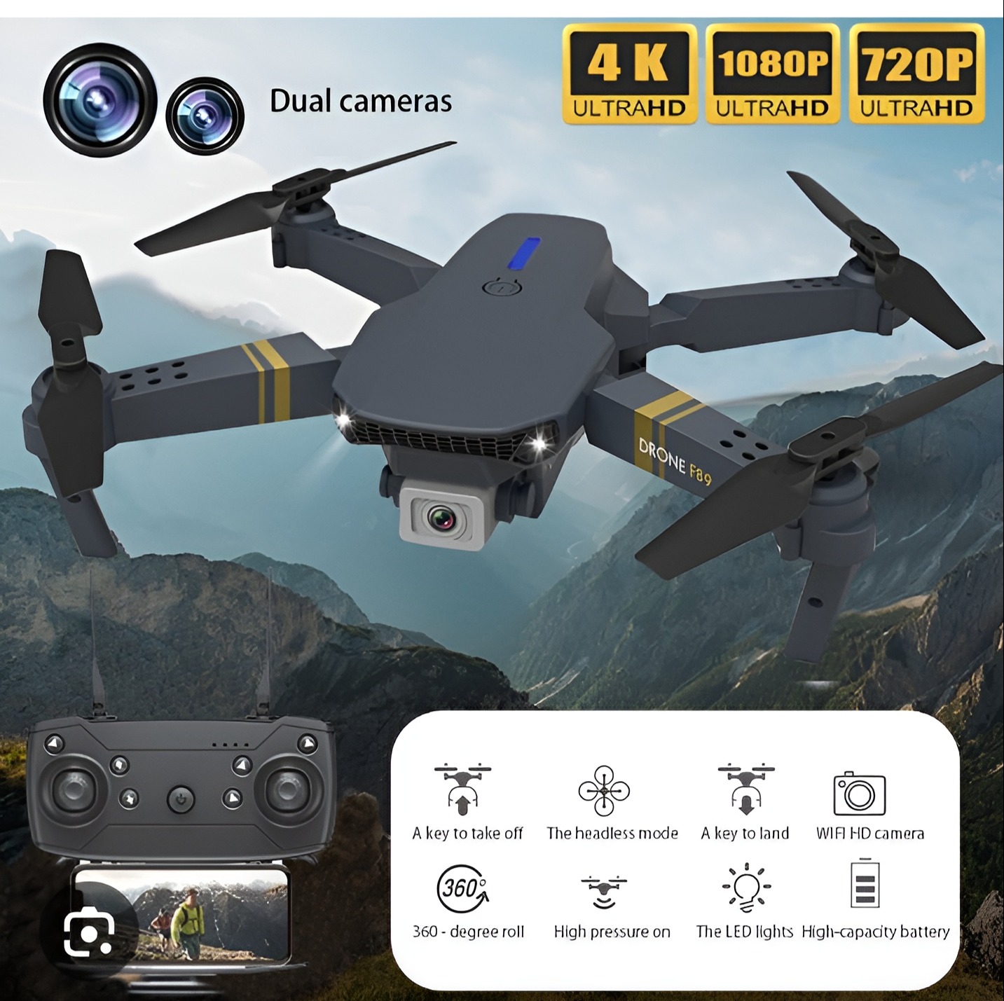 F89 Drone 4k Dual Camera Quadcopter Daraz .np