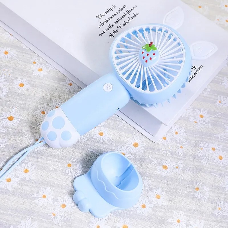Portable Mini Handheld Small Fan USB Rechargeable Cute Cat Handy Fan