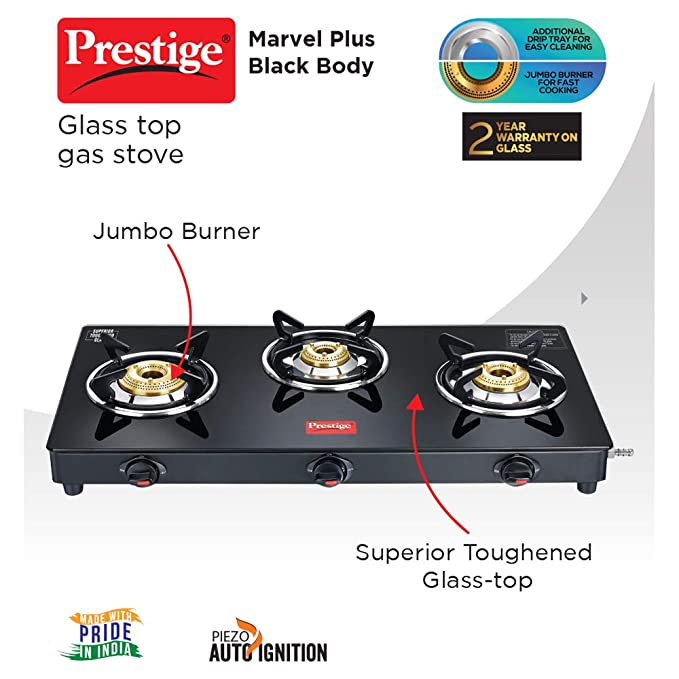 prestige 3 burner gas stove auto ignition