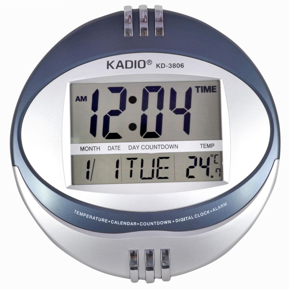 Kadio Digital Jumbo Wall Mount And Table Temperature Display Clock