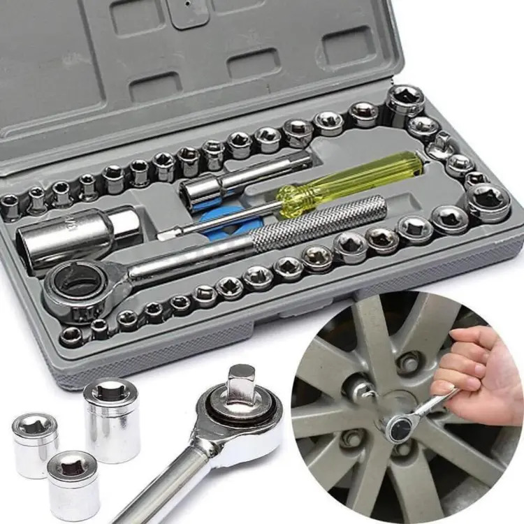 40 in 1 Pcs Wrench Tool Kit & Screwdriver Set | Socket Set for Home & Auto Repairs