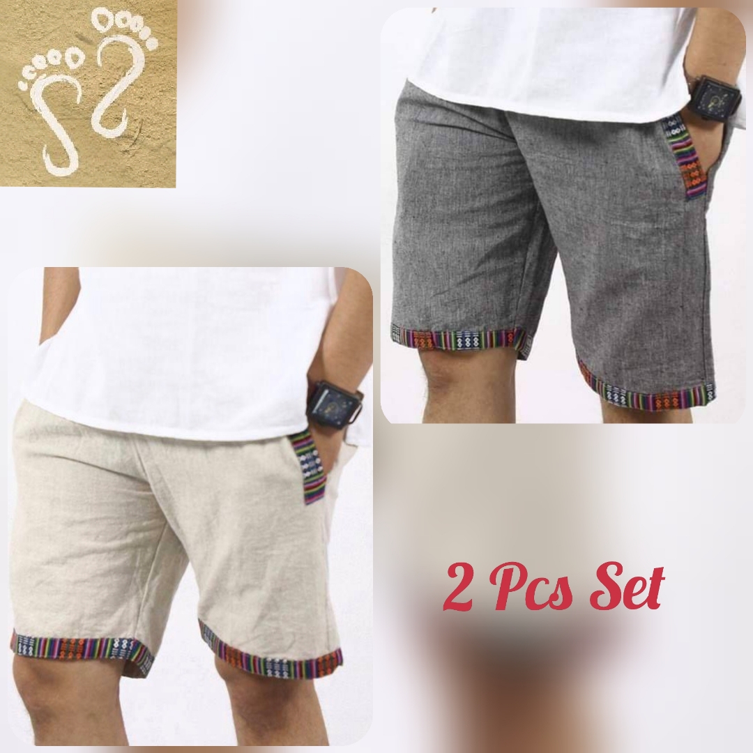 Combo Of 2 Pcs Cotton Shorts For Men 