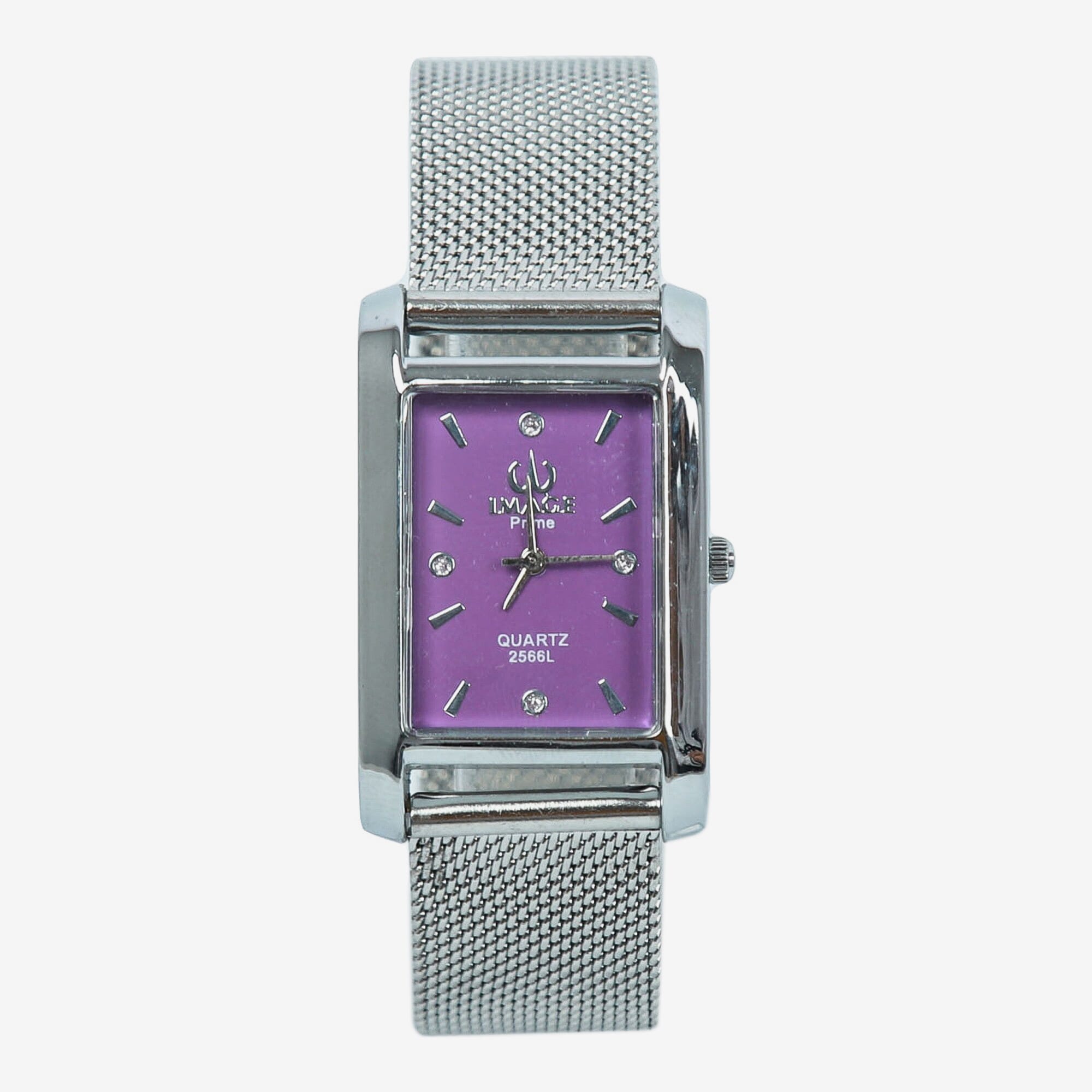 Image Silver Chain Purple Dial Watch For Women
