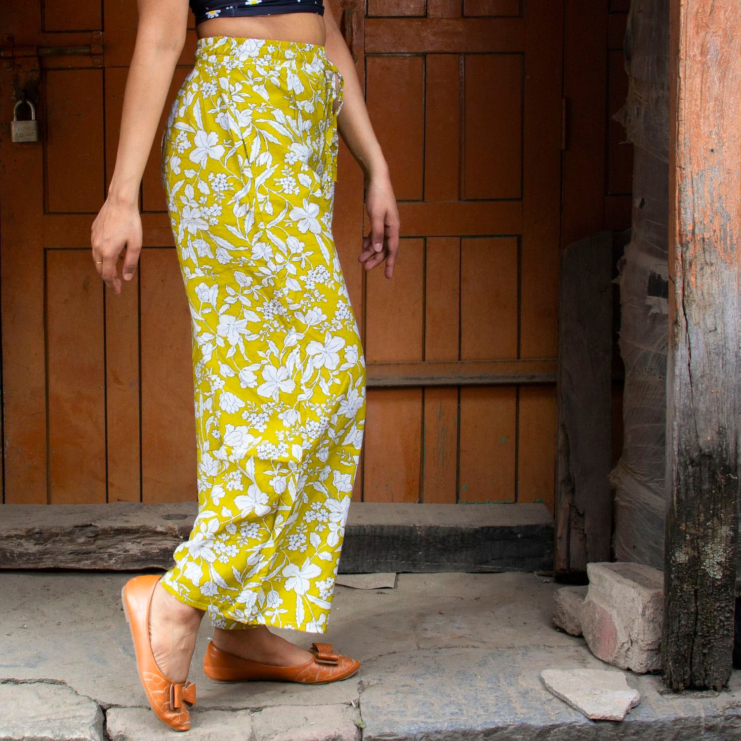 Floral Printed Cotton Plaso Styled Trousers(print may very) By Arushi